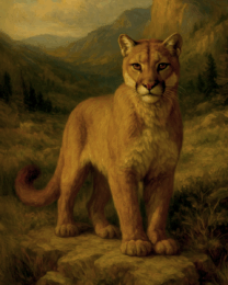 Vintage Alert Mountain Lion