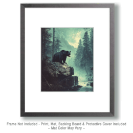 Vintage Black Bear on Cliff Art