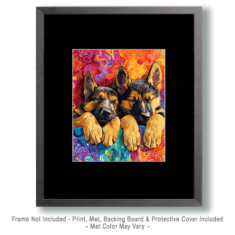 Two German Shepherd Puppies Sleeping Art