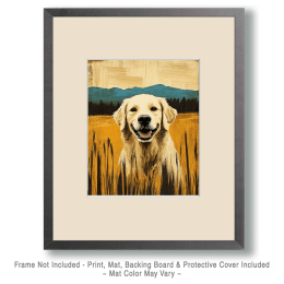 Vintage Golden Retriever in Field Art