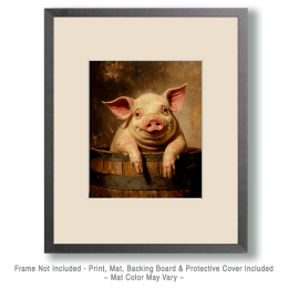 Pot-Bellied Pig Barrel Still-Life Art Print