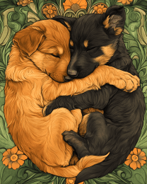 Two Puppies Sleeping