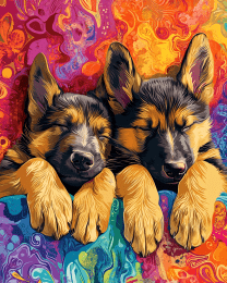 Two German Shepherd Puppies Sleeping