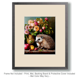 Vintage Hedgehog Still-Life Art Print