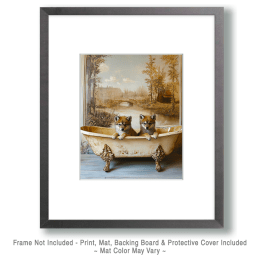 Two Wolf Cubs in an Antique Bathtub Art