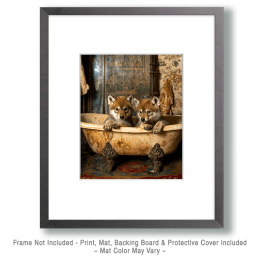 Wold Babies in Antique Bathtub Art