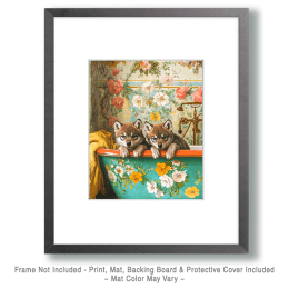 Wolf Cubs an Antique Bathtub