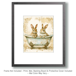 Rabbit Babies in Antique Bathtub Art