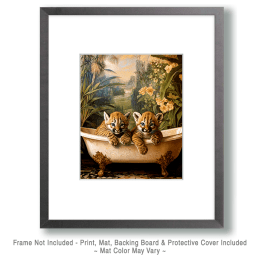 Mountain Lion Babies in an Antique Bathtub Art