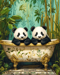 Baby Pandas in an Antique Bathtub