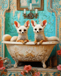 Baby Fennec Fox in an Antique Bathtub