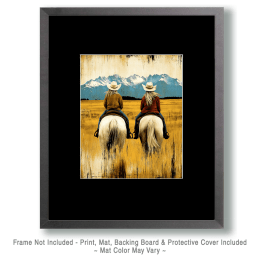 Vintage Cowgirls Riding on Prarie Art