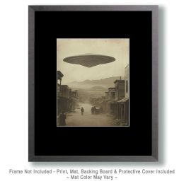 Vintage Flying Saucer Over Old West Town Art