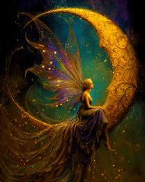 Fairy Relaxing on a Crescent Moon