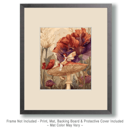 Tiny Fairy on a Mushroom Art