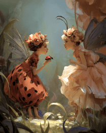 Fairy Showing Her Pet Ladybug