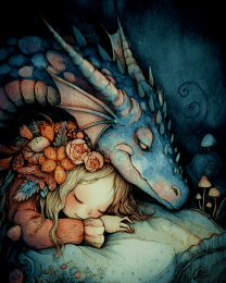 Fairy Sleeping with Her Pet Dragon