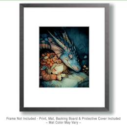 Fairy Sleeping with Her Pet Dragon Art