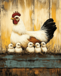 Vintage Hen with Brood
