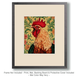 Vintage Crowing Rooster Art