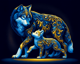 Wolf with Cub Filigree