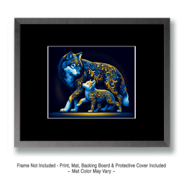 Wolf with Cub Filigree Art
