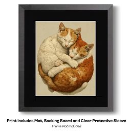 Kitties Cuddling, Happy Cats art print