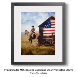 American Life- Cowboy Surveying the Farm art print