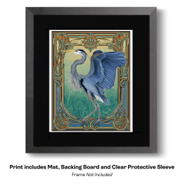 Art Nouveau Great Blue Heron 1 art print