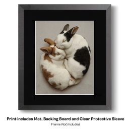 Bunnies Cuddling, Happy Rabbits art prints
