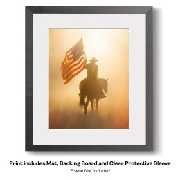 American Life- Cowboy Carrying Flag art print