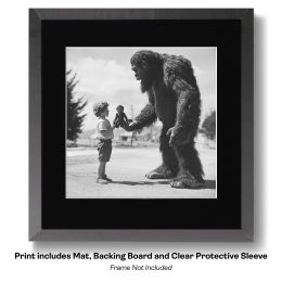 Bigfoot Finds Out He's Famous- There's a Bigfoot Doll art print