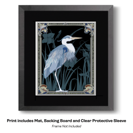 rt Nouveau Great Blue Heron 2 art print