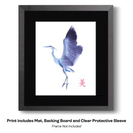Ink Wash Japanese Heron art print