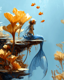 Mermaid Sitting on Ledge