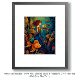 Mermaid with Fish Friend Art