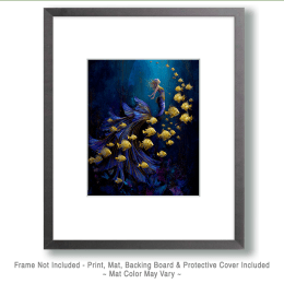 Gold and Blue Mermaid Art