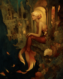 Mermaid Looking at Shipwreck