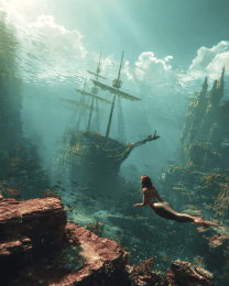 Mermaid and Sunken Ship Surrealism