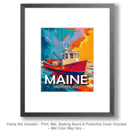 Pop Art Lobster Boat Maine Souvenir Art