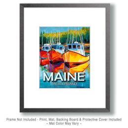 Three Lobster Boats Maine Souvenir Art