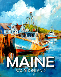 Lone Lobster Boat Maine Souvenir