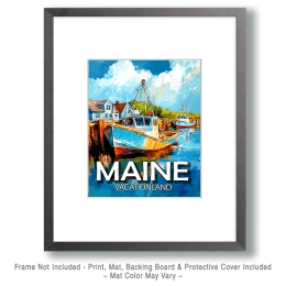 Lone Lobster Boat Maine Souvenir Art