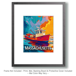 Pop Art Lobster Boat Massachusetts Print