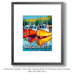 Three Lobster Boats Massachusetts Souvenir Art