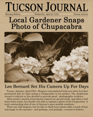 Antique Newspaper Article About Chupacabra