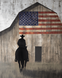 American Life- Cowboy Riding His Horse To The Barn art print