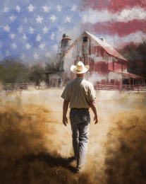 American Life - Cowboy Walking to the Barn art print