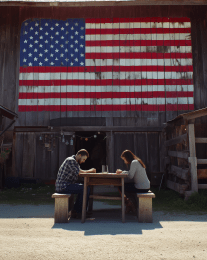 American Life- Farm Couple Giving Thanks art print