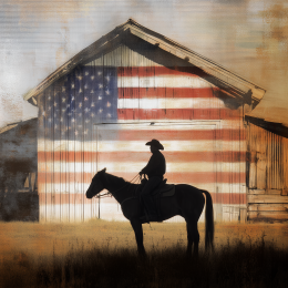 American Life- Portrait of Cowboy at Dusk art print